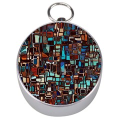 Stained Glass Mosaic Abstract Silver Compasses by Pakrebo