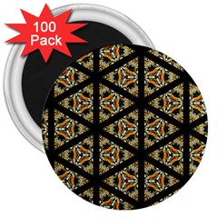 Pattern Stained Glass Triangles 3  Magnets (100 Pack) by Pakrebo