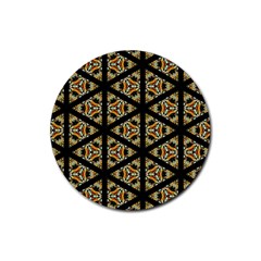 Pattern Stained Glass Triangles Rubber Coaster (round)  by Pakrebo