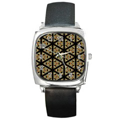 Pattern Stained Glass Triangles Square Metal Watch by Pakrebo