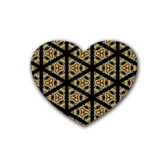 Pattern Stained Glass Triangles Rubber Coaster (heart)  by Pakrebo