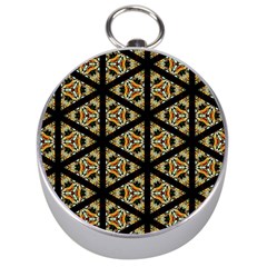 Pattern Stained Glass Triangles Silver Compasses by Pakrebo