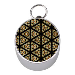 Pattern Stained Glass Triangles Mini Silver Compasses by Pakrebo