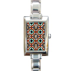 Stained Glass Pattern Texture Face Rectangle Italian Charm Watch by Pakrebo