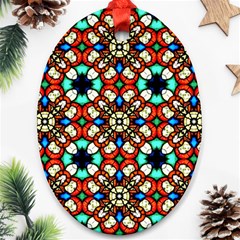 Stained Glass Pattern Texture Face Ornament (oval) by Pakrebo