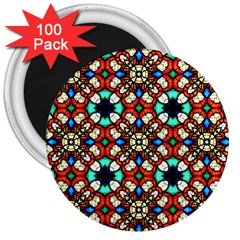 Stained Glass Pattern Texture Face 3  Magnets (100 Pack) by Pakrebo