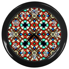 Stained Glass Pattern Texture Face Wall Clock (Black)