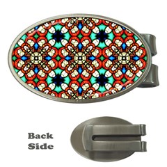 Stained Glass Pattern Texture Face Money Clips (Oval) 