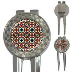 Stained Glass Pattern Texture Face 3-in-1 Golf Divots by Pakrebo