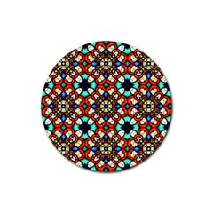 Stained Glass Pattern Texture Face Rubber Coaster (round)  by Pakrebo