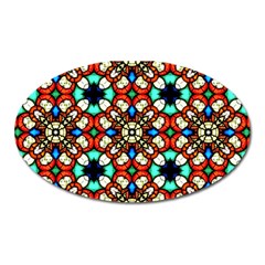 Stained Glass Pattern Texture Face Oval Magnet by Pakrebo