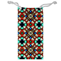 Stained Glass Pattern Texture Face Jewelry Bag by Pakrebo