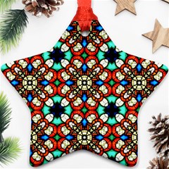 Stained Glass Pattern Texture Face Star Ornament (two Sides) by Pakrebo