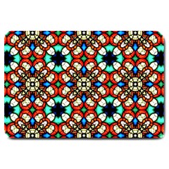 Stained Glass Pattern Texture Face Large Doormat  by Pakrebo