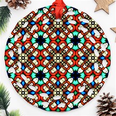 Stained Glass Pattern Texture Face Round Filigree Ornament (two Sides) by Pakrebo