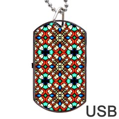 Stained Glass Pattern Texture Face Dog Tag USB Flash (Two Sides)