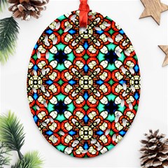 Stained Glass Pattern Texture Face Ornament (oval Filigree) by Pakrebo