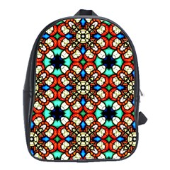 Stained Glass Pattern Texture Face School Bag (XL)