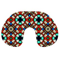 Stained Glass Pattern Texture Face Travel Neck Pillows by Pakrebo