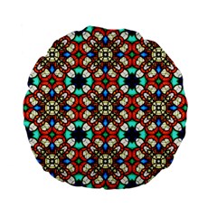 Stained Glass Pattern Texture Face Standard 15  Premium Flano Round Cushions by Pakrebo