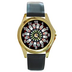 Color Light Glass Round Gold Metal Watch by Pakrebo