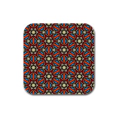 Pattern Stained Glass Church Rubber Square Coaster (4 Pack)  by Pakrebo