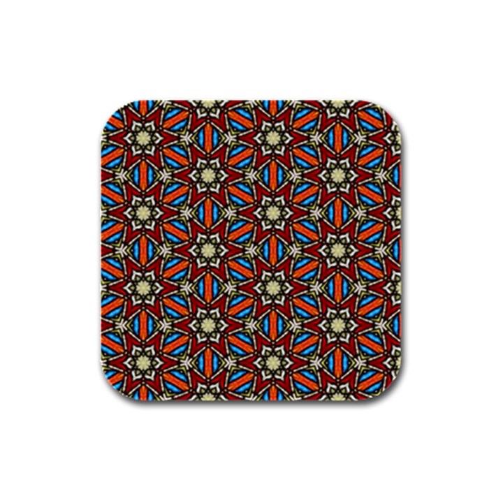 Pattern Stained Glass Church Rubber Square Coaster (4 pack) 