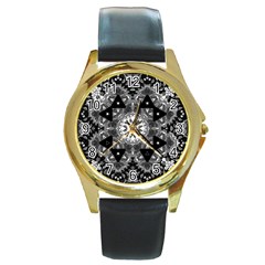 Mandala Calming Coloring Page Round Gold Metal Watch by Pakrebo