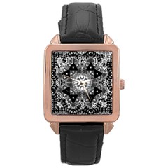 Mandala Calming Coloring Page Rose Gold Leather Watch  by Pakrebo