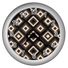 Native American Pattern Wall Clock (silver) by Valentinaart