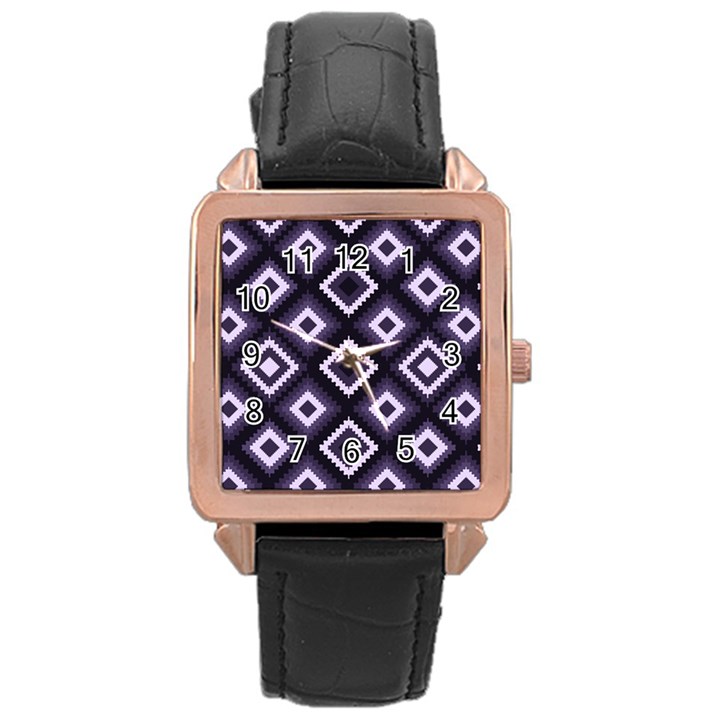 Native American Pattern Rose Gold Leather Watch 