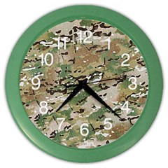 Wood Camouflage Military Army Green Khaki Pattern Color Wall Clock by snek