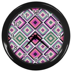 Native American Pattern Wall Clock (black) by Valentinaart