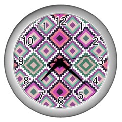 Native American Pattern Wall Clock (silver) by Valentinaart