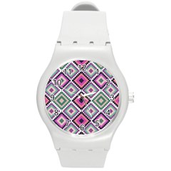 Native American Pattern Round Plastic Sport Watch (m) by Valentinaart