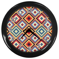 Native American Pattern Wall Clock (black) by Valentinaart