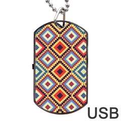 Native American Pattern Dog Tag Usb Flash (two Sides) by Valentinaart