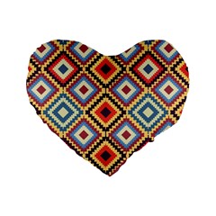 Native American Pattern Standard 16  Premium Flano Heart Shape Cushions by Valentinaart