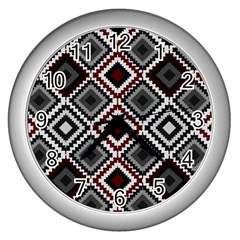 Native American Pattern Wall Clock (silver) by Valentinaart