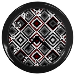 Native American Pattern Wall Clock (black) by Valentinaart