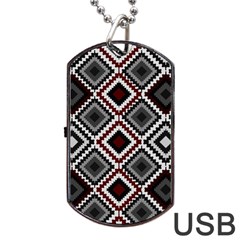 Native American Pattern Dog Tag Usb Flash (two Sides) by Valentinaart