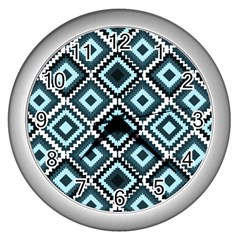 Native American Pattern Wall Clock (silver) by Valentinaart