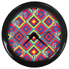 Native American Pattern Wall Clock (black) by Valentinaart