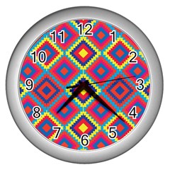 Native American Pattern Wall Clock (silver) by Valentinaart