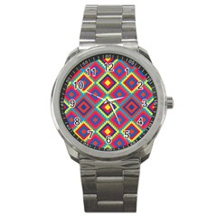 Native American Pattern Sport Metal Watch by Valentinaart