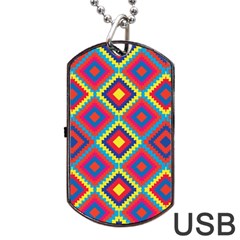 Native American Pattern Dog Tag Usb Flash (one Side) by Valentinaart