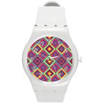 Native American Pattern Round Plastic Sport Watch (M) Front