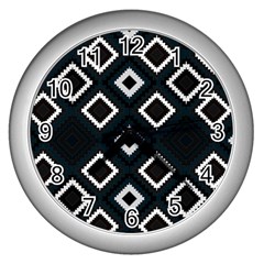 Native American Pattern Wall Clock (silver) by Valentinaart