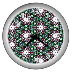 Stained Glass Pattern Church Window Wall Clock (silver) by Pakrebo