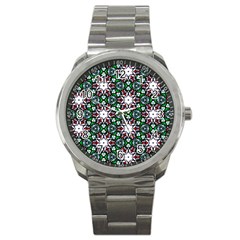 Stained Glass Pattern Church Window Sport Metal Watch by Pakrebo